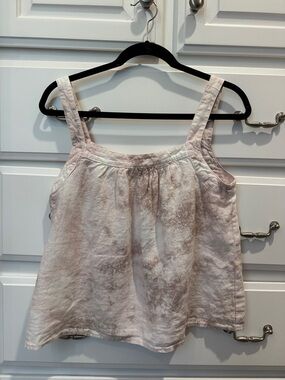 River + Sky Blush Tie-Dye Linen-Blend Square Neck Tank
